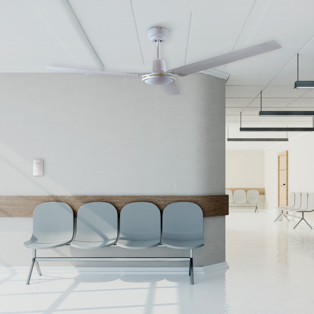 Ventilador techo Saltok con mando Ø132 3 aspas Blanco
