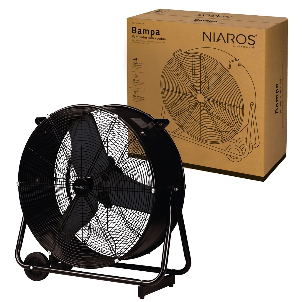 Ventilador metálico de suelo Bampa Ø70cm 250W Negro