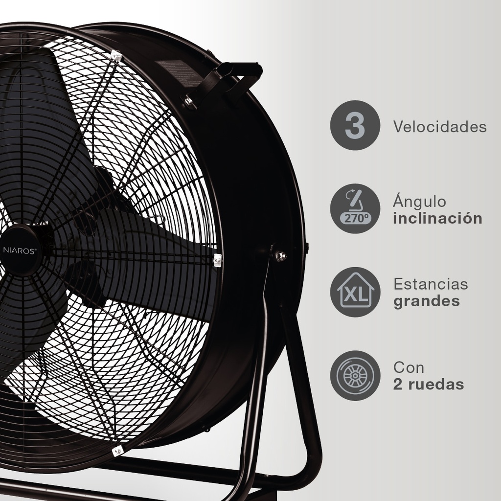 Ventilador metálico de suelo Bampa Ø70cm 250W Negro