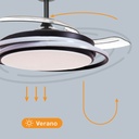 Ventilador techo Bauala con luz CCT regulable y mando Ø107 3 aspas retráctiles DC Negro