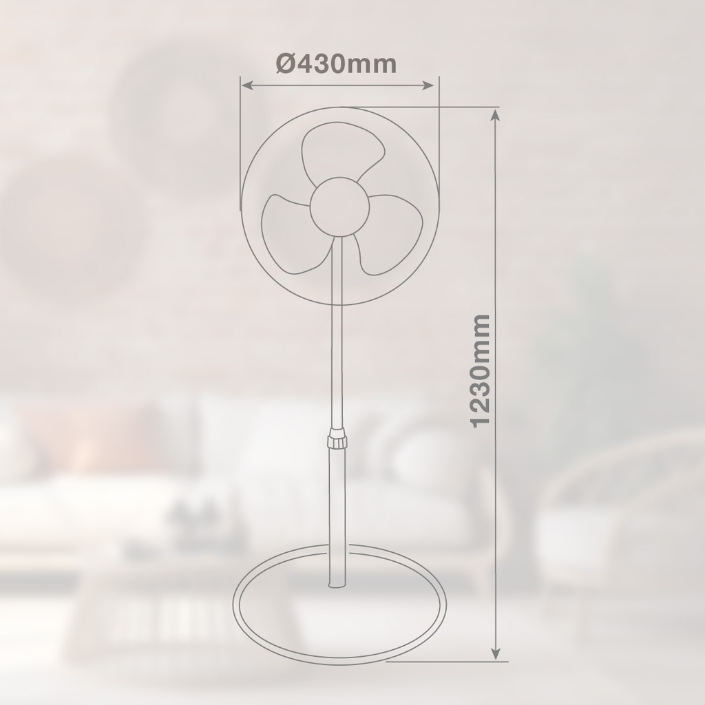 Ventilador de pie Riesi con mando y temporizador Ø43cm 45W Blanco