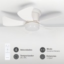 Mini ventilador techo Oristán con luz CCT regulable y mando Ø40 5 aspas DC Blanco 