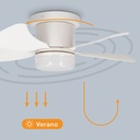 Mini ventilador techo Oristán con luz CCT regulable y mando Ø40 5 aspas DC Blanco 
