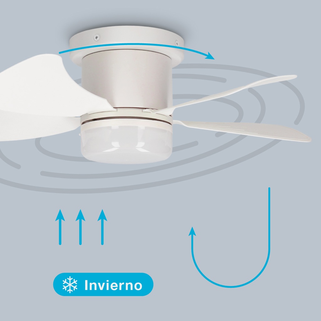 Mini ventilador techo Oristán con luz CCT regulable y mando Ø40 5 aspas DC Blanco 