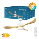 Ventilador techo Kota con luz CCT regulable y mando Ø132 3 aspas DC Blanco