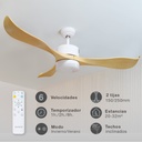 Ventilador techo Kota con luz CCT regulable y mando Ø132 3 aspas DC Blanco