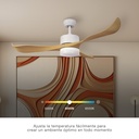 Ventilador techo Kota con luz CCT regulable y mando Ø132 3 aspas DC Blanco