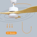 Ventilador techo Kota con luz CCT regulable y mando Ø132 3 aspas DC Blanco
