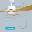 Ventilador techo Kota con luz CCT regulable y mando Ø132 3 aspas DC Blanco
