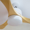 Ventilador techo Kota con luz CCT regulable y mando Ø132 3 aspas DC Blanco