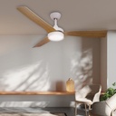 Ventilador techo Cefalú con luz CCT regulable y mando Ø132 3 aspas DC Blanco