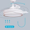 Ventilador techo Lentini con luz CCT regulable y mando Ø107 3 aspas retráctiles DC Blanco