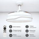 Ventilador techo Lentini con luz CCT regulable y mando Ø107 3 aspas retráctiles DC Blanco