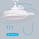 Ventilador techo Lentini con luz CCT regulable y mando Ø107 3 aspas retráctiles DC Blanco