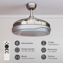 Ventilador techo Lentini con luz CCT regulable y mando Ø107 3 aspas retráctiles DC Níquel