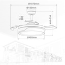 Ventilador techo Lentini con luz CCT regulable y mando Ø107 3 aspas retráctiles DC Níquel