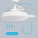 Ventilador techo Oliveri con luz CCT regulable y mando Ø107 3 aspas retráctiles DC Blanco
