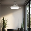 Ventilador techo Oliveri con luz CCT regulable y mando Ø107 3 aspas retráctiles DC Blanco