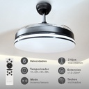 Ventilador techo Oliveri con luz CCT regulable y mando Ø107 3 aspas retráctiles DC Negro