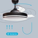 Ventilador techo Oliveri con luz CCT regulable y mando Ø107 3 aspas retráctiles DC Negro