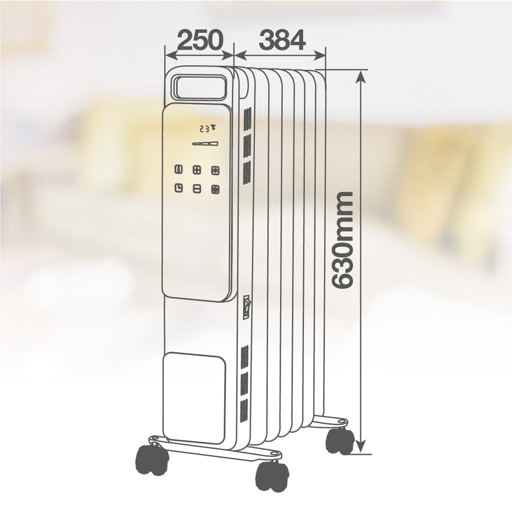 Radiador de aceite 9 elementos Durasil con mando Máx. 2000W 