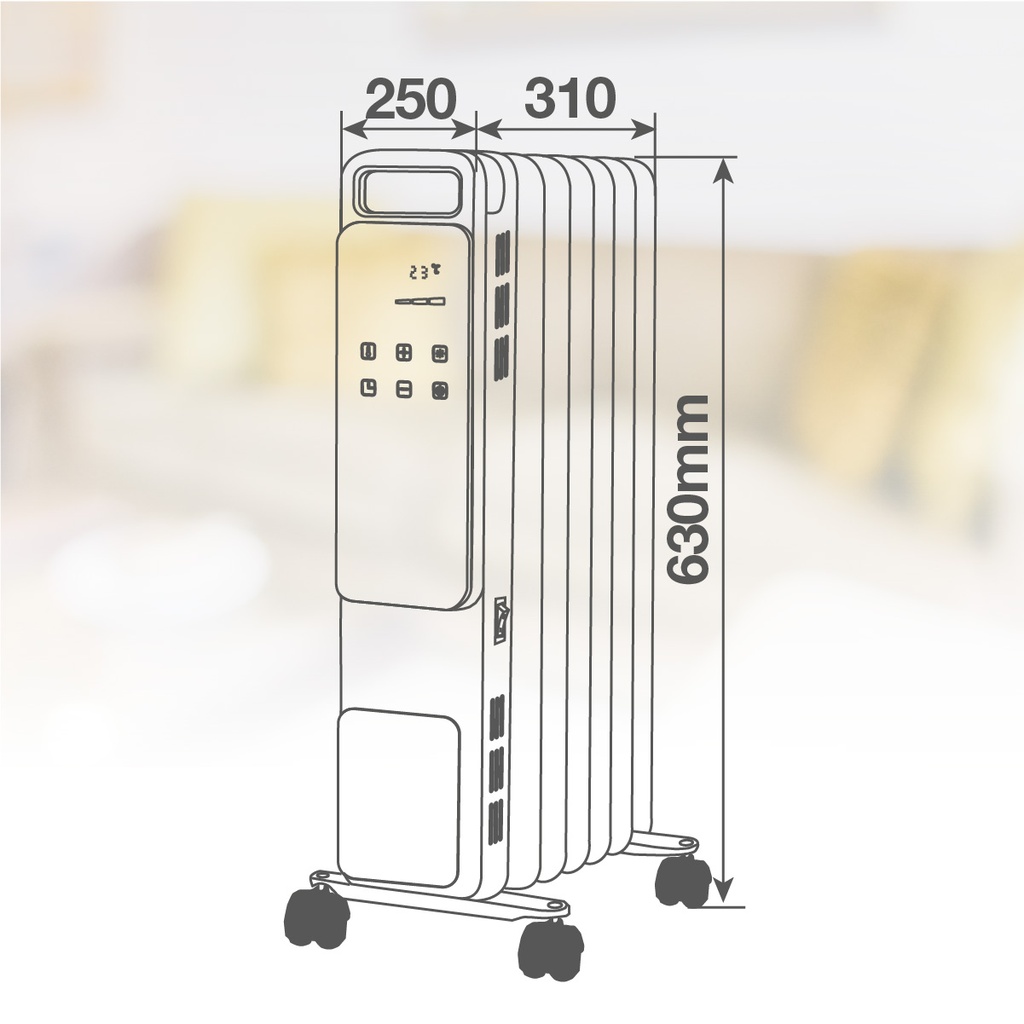 Radiador de aceite 7 elementos Durasil con mando Máx. 1500W