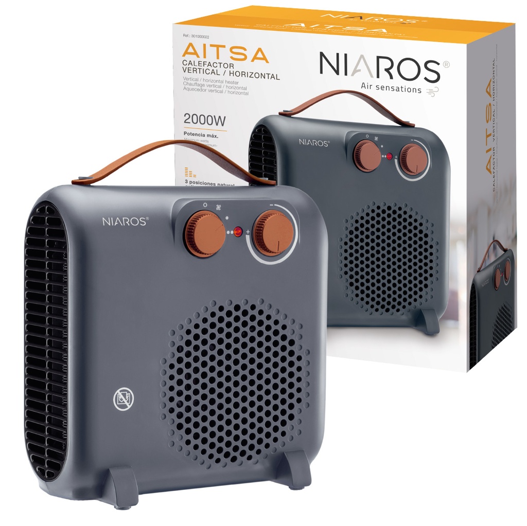 Calefactor eléctrico vertical/horizontal Aitsa Máx. 2000W Gris