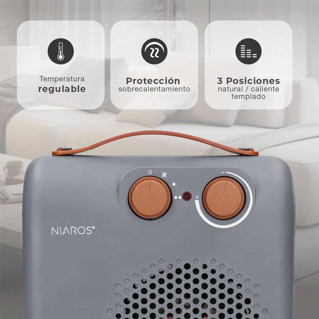 Calefactor eléctrico vertical/horizontal Aitsa Máx. 2000W Gris