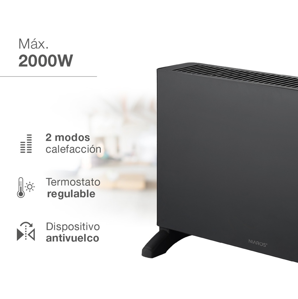Calefactor eléctrico convector Selatin Máx. 2000W Negro 