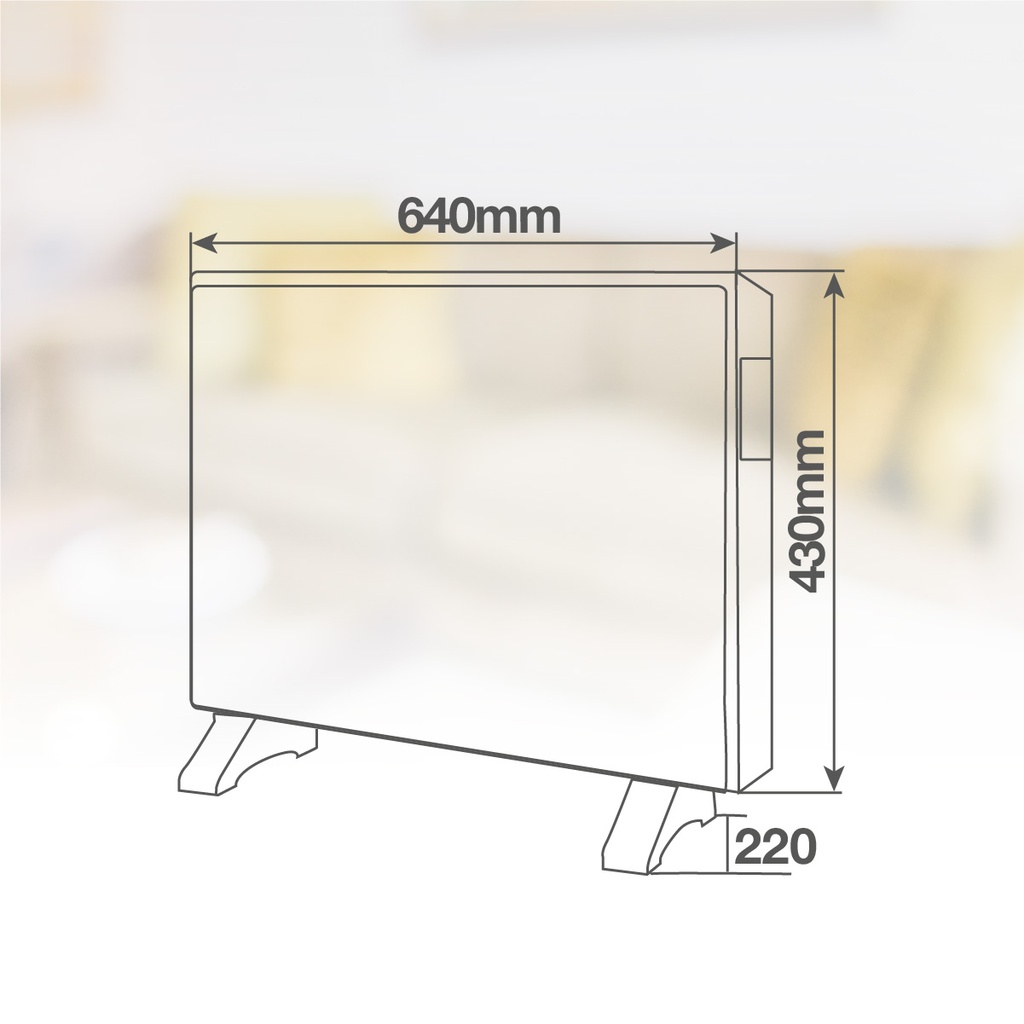 Radiador convector de cristal inteligente Zanthus Máx. 1500W Negro