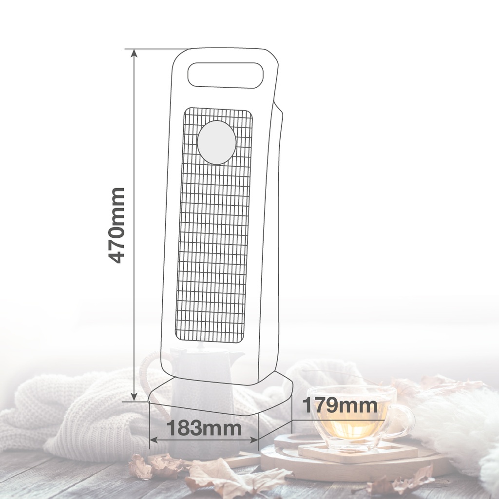 Calefactor eléctrico vertical giratorio cerámico Tanbar con mando y temporizador Máx. 2000W