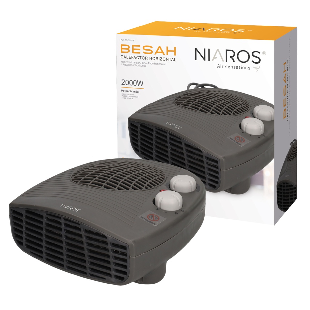 Calefactor eléctrico horizontal Besah Máx. 2000W Gris antracita