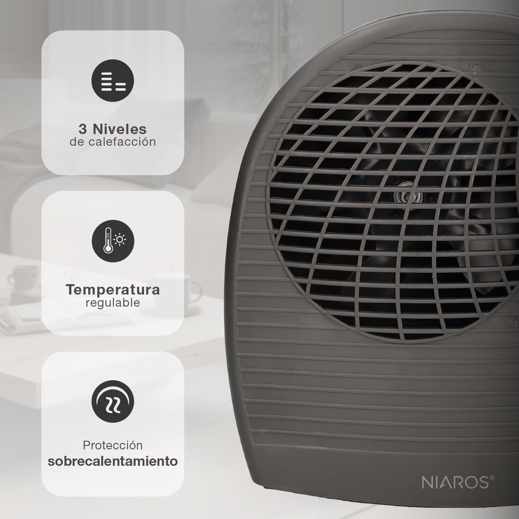 Calefactor eléctrico horizontal Besah Máx. 2000W Gris antracita