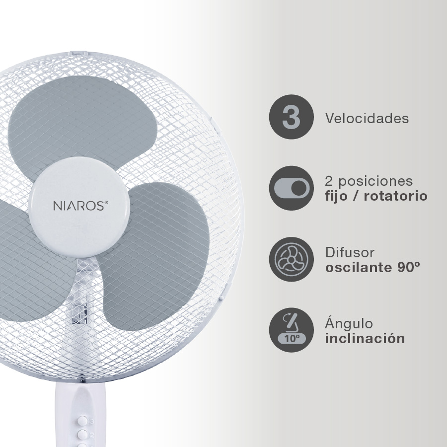 Ventilador de pie Nametil Ø43cm 45W Blanco