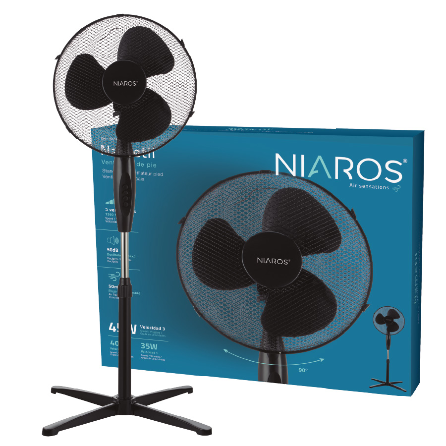 Ventilador de pie Nametil Ø43cm 45W Negro