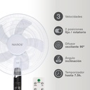 Ventilador de pie Lungra con mando y temporizador Ø43cm 50W Blanco