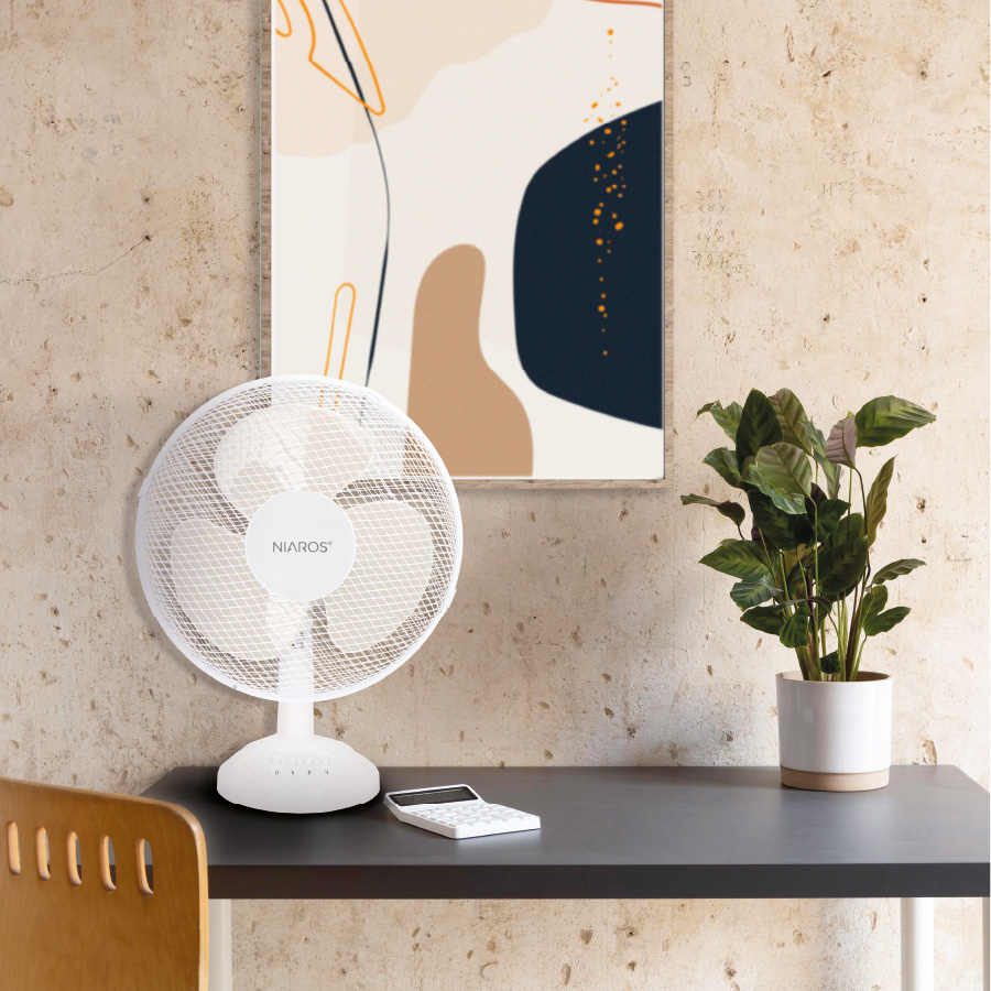 Ventilador sobremesa Lindi Ø34cm 40W Blanco