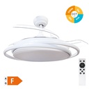 Ventilador de teto Bauala com luz CCT e controlo remoto Ø107 3 pás retráteis DC Branco