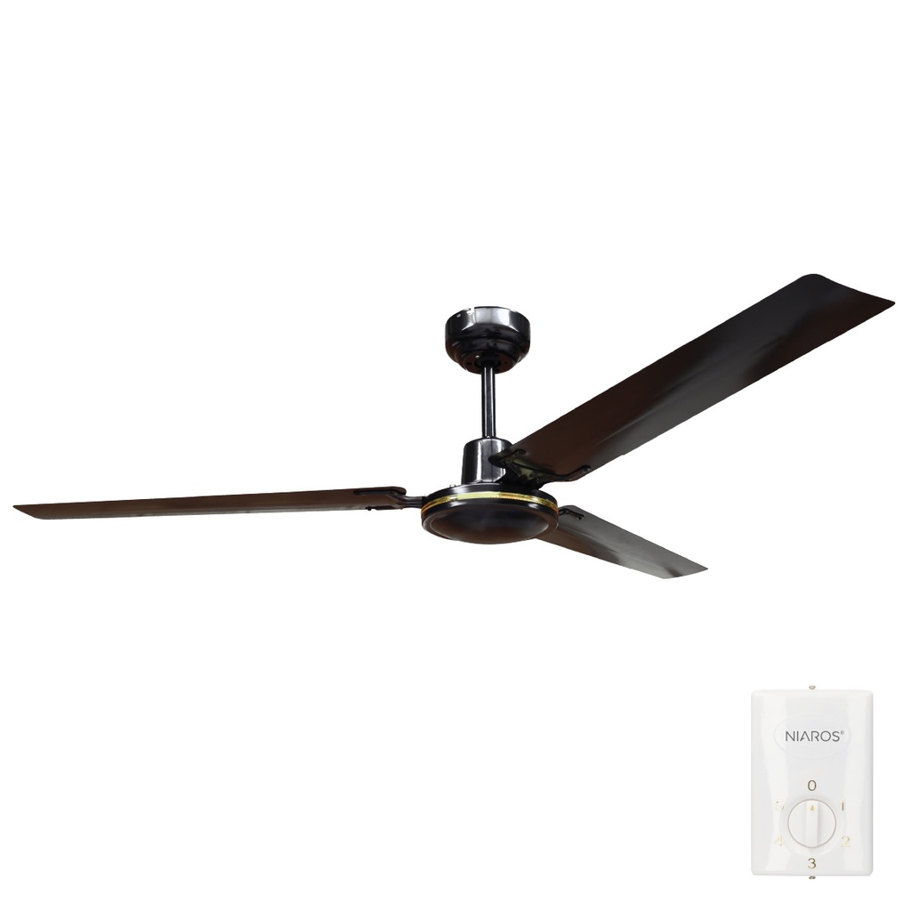 Saltok ceiling fan with remote control Ø142 3 blades Black