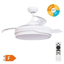 Ventilador de teto Lentini com luz CCT regulável e controlo remoto Ø107 3 pás retráteis DC Branco
