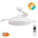 Ventilador de teto Oliveri com luz CCT regulável e controlo remoto Ø107 3 pás retráteis DC Branco