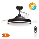 Ventilador de teto Oliveri com luz CCT regulável e controlo remoto Ø107 3 pás retráteis DC Preto