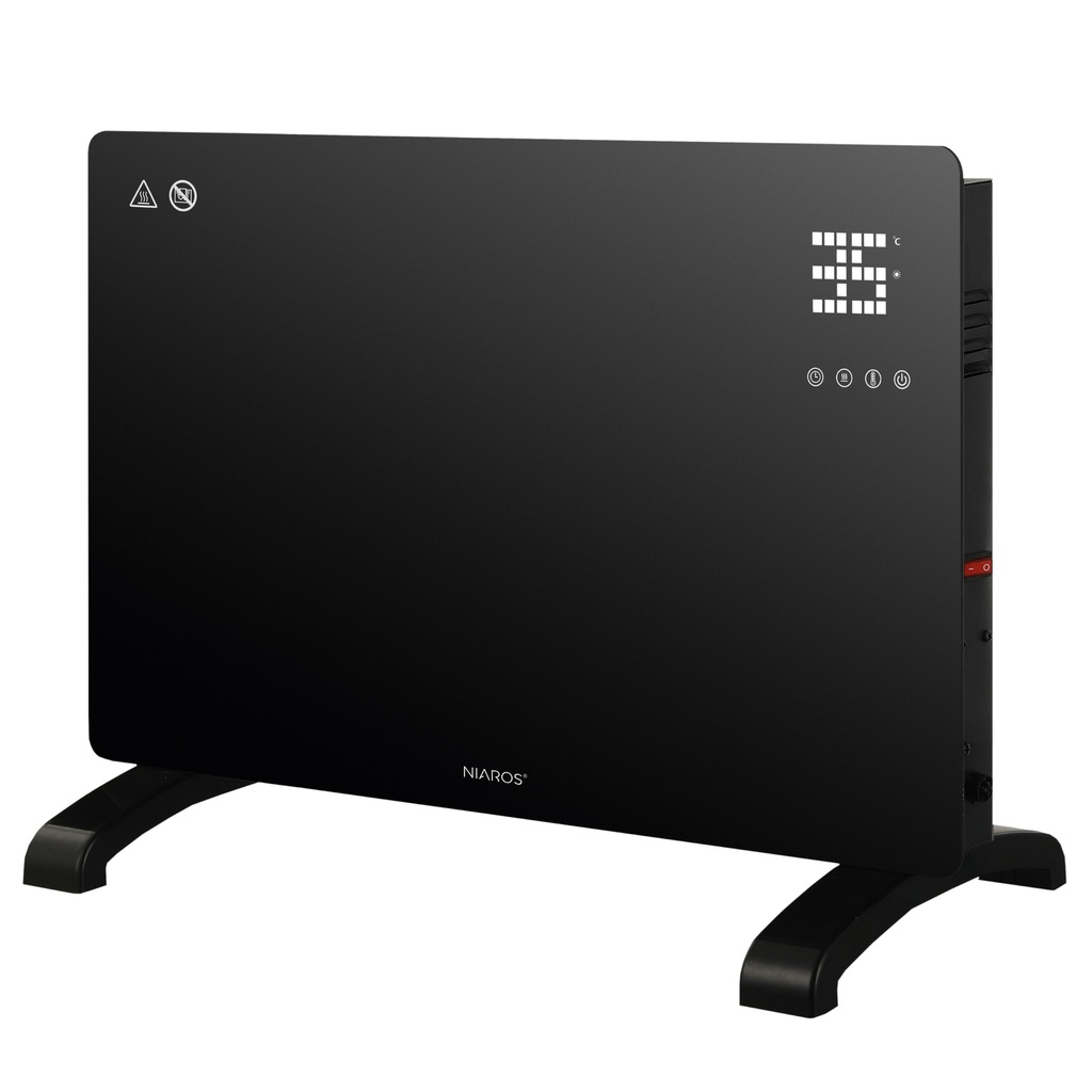 Radiador convetor de vidro inteligente Zanthus Máx. 1500W Preto