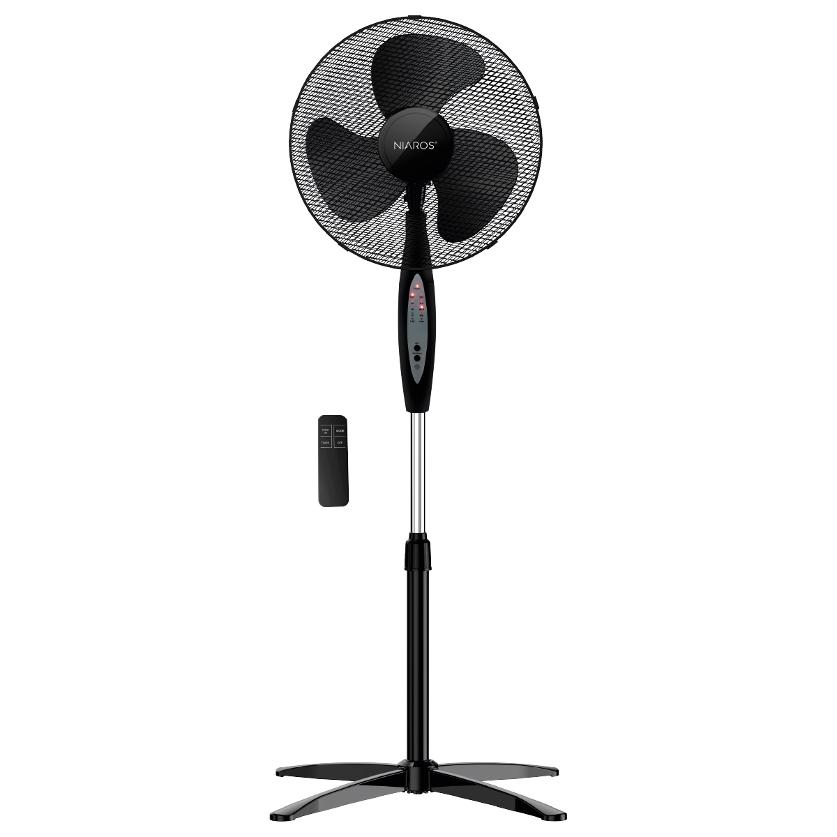 Ventilador de pie Nametil con mando y temporizador Ø43cm 45W Negro 